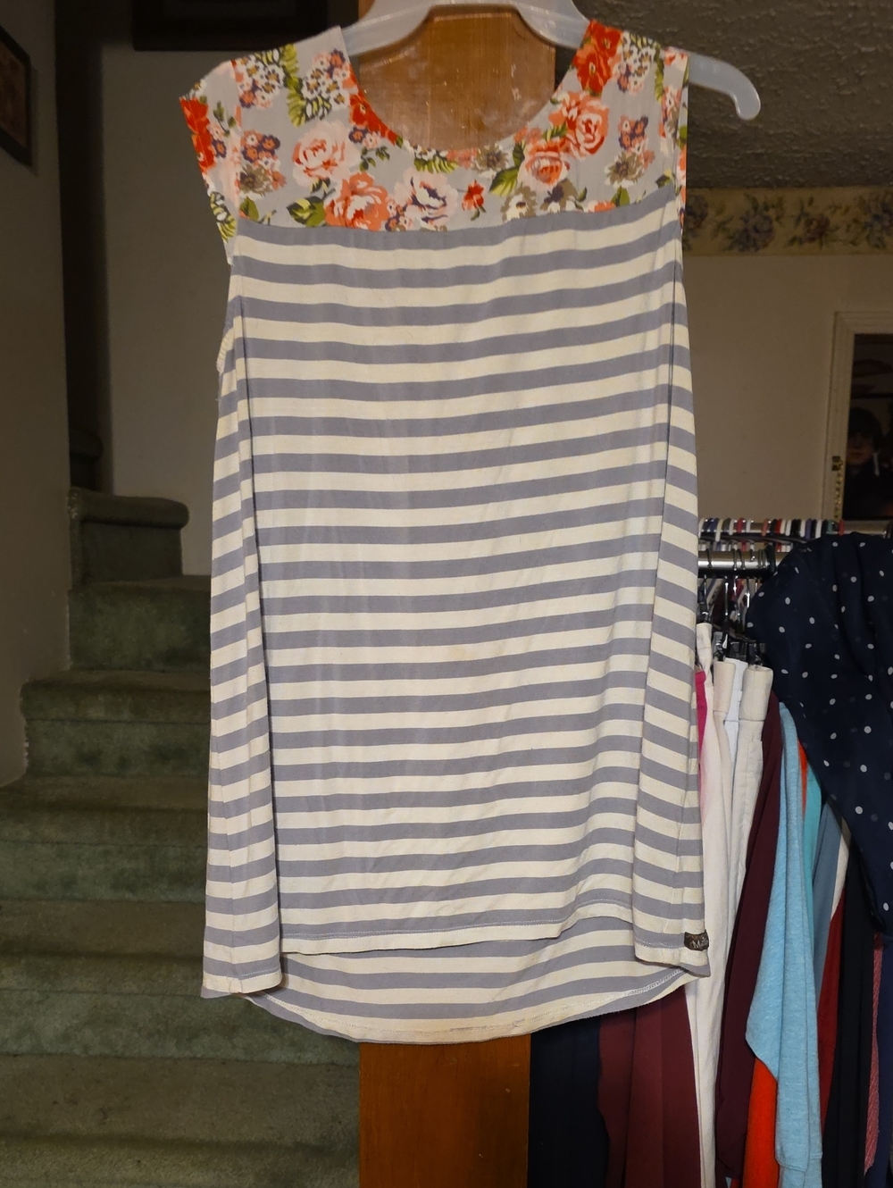 Matilda Jane Gray & White Striped Sleeveless Top